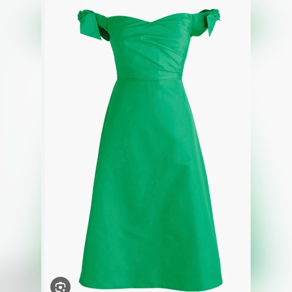 NWT- J. Crew Emerald Green Off-Shoulder Midi Dress